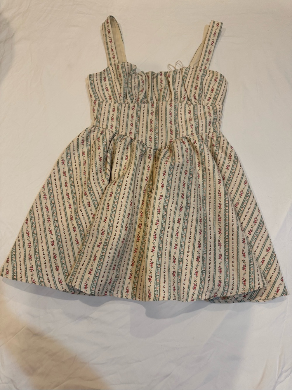 Woman’s Cream Striped Floral Sundress